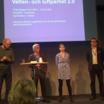 Miljöpolitik - för ett hållbart samhälle! Lennart Bondesson, Liza-Maria Norlin och Lars Thunberg lanserar vatten- och luftpartiet 2.0. (Foto: Håkan Johansson)