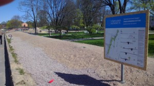 Sista anhalten blev Åbroparken och bygget av översvämningskydden där. (Foto: Håkan Johansson)