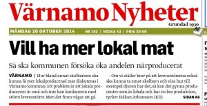 Vill ha mer lokal mat. (VN 20141020)