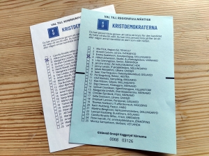 Mina valsedlar - färdigkryssade och klara. Välj gärna en eller båda du också... :) (Foto: Håkan Johansson)