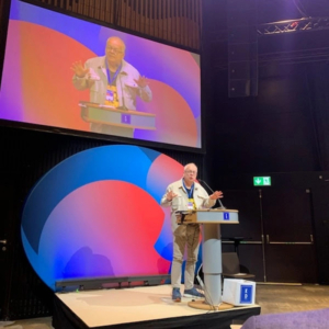 Håkan Johansson i talarstolen, Kristdemokraternas Riksting 2023.
