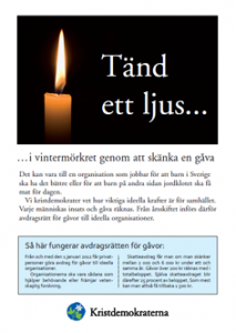 Tänd ett ljus ... i vintermörkret genom att skänka en gåva.