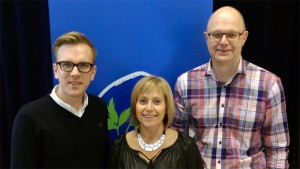 Camilla Rinaldo Miller, Bredaryd, nyvald 1 vice ordförande i jönköpingsdistriktet tillsammans med ordförande Andreas Carlson, Mullsjö, och 2 vice ordförande Stefan Gustafsson, Sävsjö. (Foto: Håkan Johansson)
