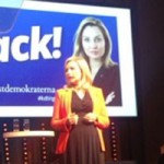 Ebba Busch Thor inledde sitt första tal som partiledare med att tacka för förtroendet, "från djupet av mitt hjärta – tack!" (Foto: Kristdemokraterna)