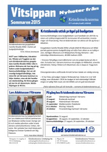 Medlemstidningen Vitsippan, sommaren 2015.