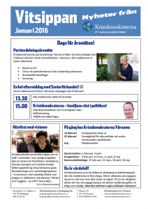 Medlemstidningen Vitsippan, januari 2016.