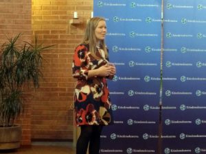 2 vice partiordförande Emma Henriksson leder ett seminarium om "En ny socialpolitik för Kristdemokraterna, vad innebär den?" på Kristdemokraternas Höstkonvent i Habo. (Foto: Håkan Johansson)