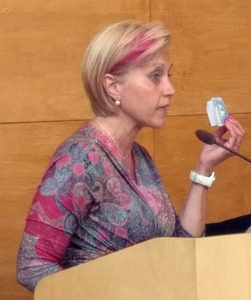 Trygghet och tillit viktigast när Camilla Rinaldo Miller motiverar Kristdemokraternas bifall till budgeten. (Foto: Håkan Johansson)
