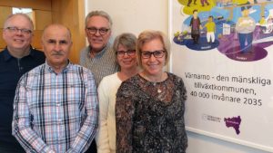 Håkan Johansson, Ibrahim Candemir, Arbold Carlzon, Monica Johnsson och Camilla Rinaldo Miller var med på dagen om mål och budget. (Foto: Anita Johansson)
