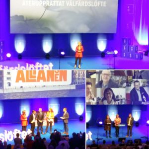 Vår egen Camilla Rinaldo Miller är även partidistriktsordförande och tillsammans med Mia Frisk och Andreas Sturesson hälsar hon mer än 1000 taggade kristdemokrater välkomna till Kommun- och landstingspolitiska dagar i Jönköping. Ebba Busch Thor håller ett inspirerande och välformulerat tal om att återupprätta välfärdslöftet med siktet inställt på valvinst 2018. Alltid lika roligt när partiledarna i Alliansen träffas! (Foto: Håkan Johansson)