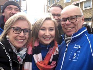 Camilla Rinaldo Miller, Värnamo, Ebba Busch Thor, Uppsala och Conny Brännberg, Skövde efter Ebbas tal på Hoppets torg i Jönköping. (Foto: Privat)
