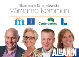 Tillsammans för en växande Värnamo kommun. M, KD, C, L. Alliansen