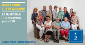 DU SKA KUNNA LITA PÅ VÄRNAMO! KD PRIORITERAR: * 10 nya demensplatser 2019. https://varnamo.kristdemokraterna.se #välfärdslöftet #teamebba