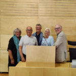 Kristdemokraterna på budgetfullmäktige: Margareta Lindahl, Ibrahim Candemir, Stig Claesson, Camilla Rinaldo Miller och Håkan Johansson. (Foto: Agnes Johansson)