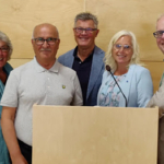 Kristdemokraterna på budgetfullmäktige: Margareta Lindahl, Ibrahim Candemir, Stig Claesson, Camilla Rinaldo Miller och Håkan Johansson. (Foto: Agnes Johansson)