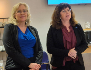Riksdagsledamöterna Camilla Rinaldo Miller och Cecilia Engström var årsmötestalare. (Foto: Håkan Johansson)